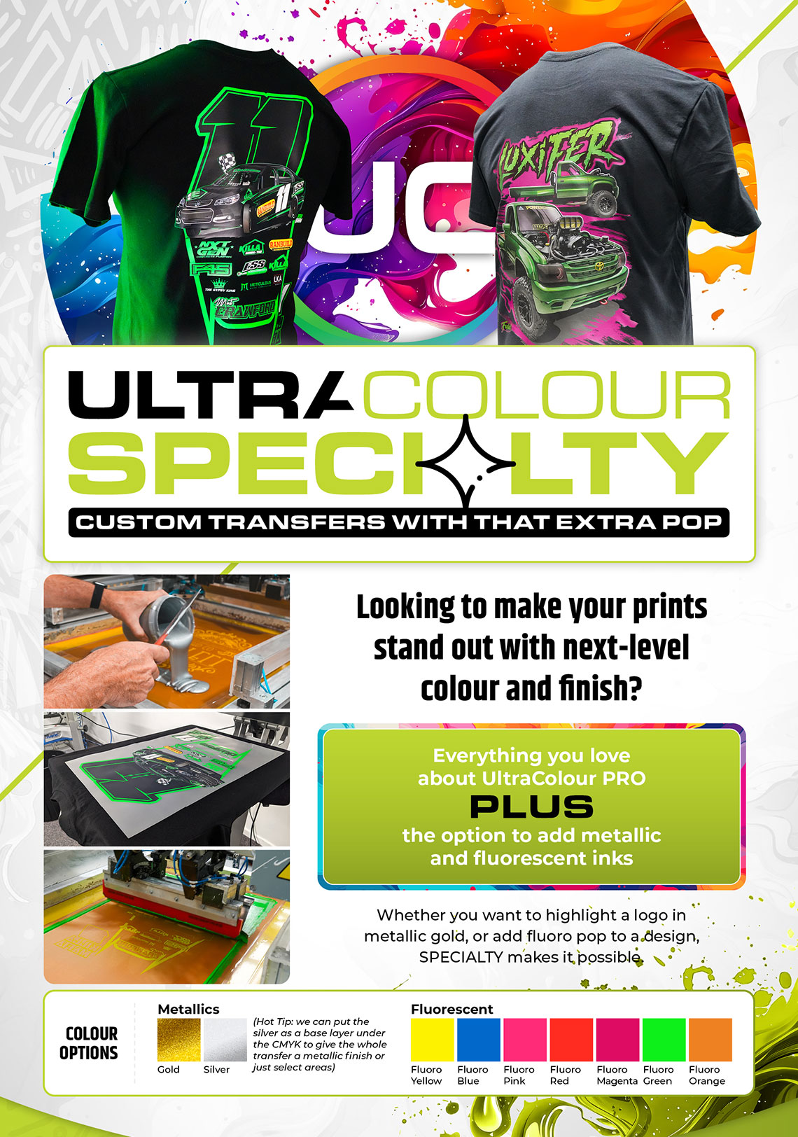 UltraColour SPECIALTY - custom transfers with that extra pop